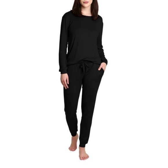 Blis Women's Crew Neck Pajama Set with Jogger Black - Picture 1 of 8
